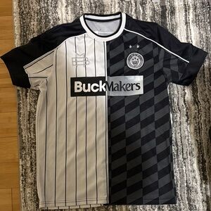 Black and White Striped Soccer Jersey